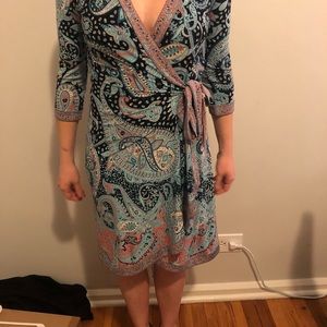 BCBG paisley wrap-around dress